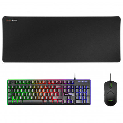 Pack Gamer 3en1 (Clavier/Souris/Tapis) Mars Gaming MCPX RGB (Noir) Pack Gamer 3en1 (Clavier/Souris/Tapis) Mars Gaming MCPX RGB (Noir)